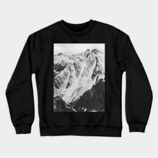 Black and White Shot of Snow-Covered Swiss Alps Crewneck Sweatshirt